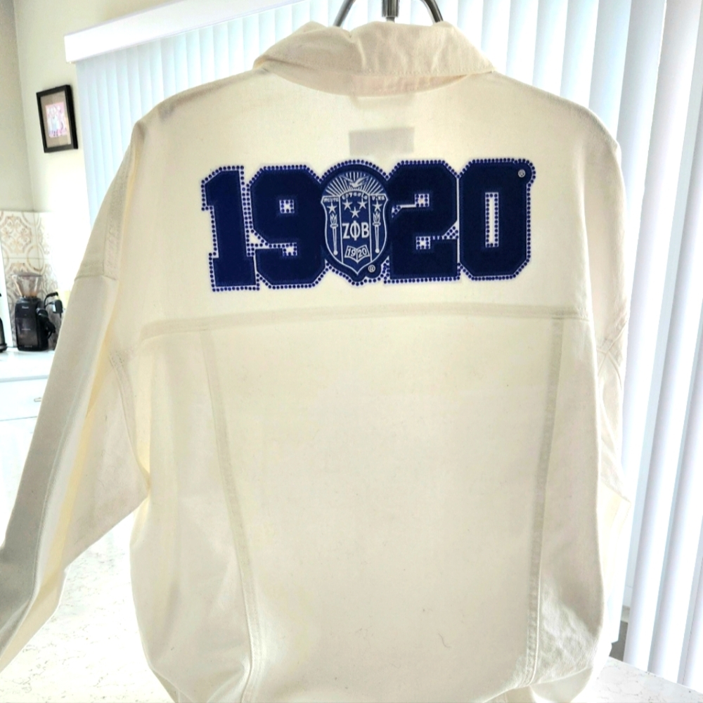 Large White Denim Zeta Phi Beta Jacket